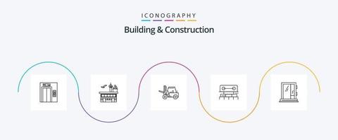 Building And Construction Line 5 Icon Pack Including water. tool. transportation. construction. transport vector