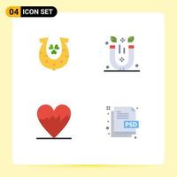 Pictogram Set of 4 Simple Flat Icons of clover heart luck spa creative Editable Vector Design Elements