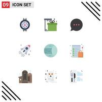 Modern Set of 9 Flat Colors and symbols such as science project bubble startup rocket Editable Vector Design Elements