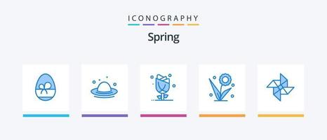 Spring Blue 5 Icon Pack Including spring. flower. flora. floral. rose. Creative Icons Design vector