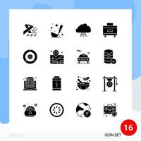 16 iconos creativos signos y símbolos modernos de entrega viajes nube maleta red elementos de diseño vectorial editables vector