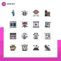 16 Universal Flat Color Filled Lines Set for Web and Mobile Applications pills monastery dollar historic christian Editable Creative Vector Design Elements