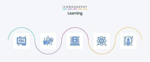 aprendiendo el paquete de iconos azul 5 que incluye la escritura. laboratorio. educación. átomo. Youtube vector