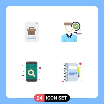 4 Flat Icon concept for Websites Mobile and Apps business appointment file clock mobile Editable Vector Design Elements