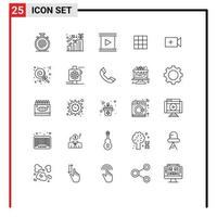 Stock Vector Icon Pack of 25 Line Signs and Symbols for sets gallery profit feed movie Editable Vector Design Elements