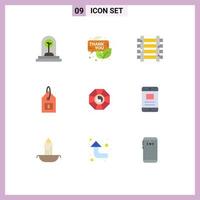 Universal Icon Symbols Group of 9 Modern Flat Colors of interface dollar promotion tag train Editable Vector Design Elements