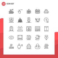 Editable Vector Line Pack of 25 Simple Lines of ai ps bag hex loan Editable Vector Design Elements