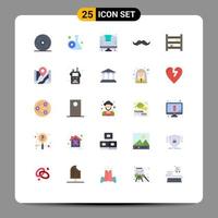 Pack of 25 creative Flat Colors of men movember settings hipster tshirt Editable Vector Design Elements