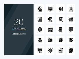 20 Statistical Analysis Solid Glyph icon for presentation vector