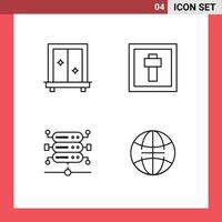 Line Pack of 4 Universal Symbols of window network dressing holiday global Editable Vector Design Elements