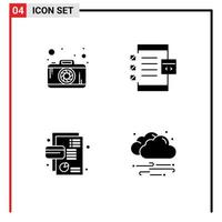 Set of 4 Modern UI Icons Symbols Signs for photo card app development debit Editable Vector Design Elements