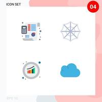 4 Universal Flat Icons Set for Web and Mobile Applications plan marketing planning web statistics Editable Vector Design Elements