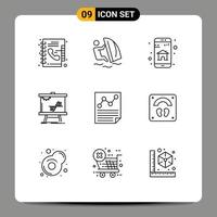 9 Creative Icons Modern Signs and Symbols of stats data sport chart mobile app Editable Vector Design Elements