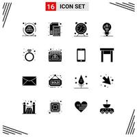 Modern Set of 16 Solid Glyphs and symbols such as idea finance paper fintech innovation time Editable Vector Design Elements