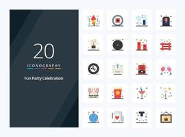 20 Party Flat Color icon for presentation vector