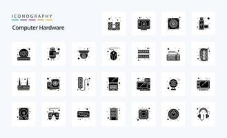 25 Computer Hardware Solid Glyph icon pack vector