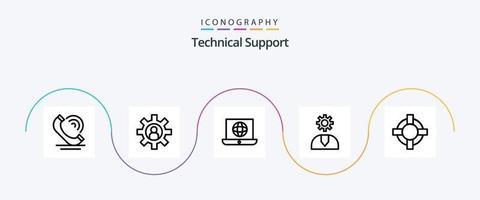 paquete de iconos de la línea de soporte técnico 5 que incluye ayuda. Servicio. ordenador portátil. ayudar. llamada vector