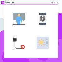 4 Thematic Vector Flat Icons and Editable Symbols of communication computers person science devices Editable Vector Design Elements