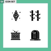 Universal Icon Symbols Group of 4 Modern Solid Glyphs of diet irish bamboo plant st Editable Vector Design Elements