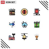 9 iconos creativos, signos y símbolos modernos de tormenta, publicidad hacia adelante, afiche trasero, elementos de diseño vectorial editables vector