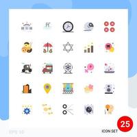 User Interface Pack of 25 Basic Flat Colors of layout abstract clock planet gas Editable Vector Design Elements