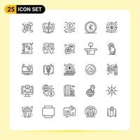 25 iconos creativos, signos y símbolos modernos de ganancias, descuento inalámbrico, red de comunicación, elementos de diseño vectorial editables vector