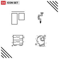 Pictogram Set of 4 Simple Filledline Flat Colors of align cupboard drill tool furniture Editable Vector Design Elements