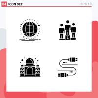 Pack of Modern Solid Glyphs Signs and Symbols for Web Print Media such as data building network pedestal taj mahal Editable Vector Design Elements