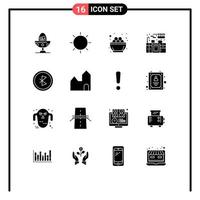 Mobile Interface Solid Glyph Set of 16 Pictograms of kitchen set cabinet light nest easter Editable Vector Design Elements