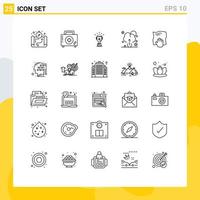 Stock Vector Icon Pack of 25 Line Signs and Symbols for rub hand cup cleaning cloud Editable Vector Design Elements