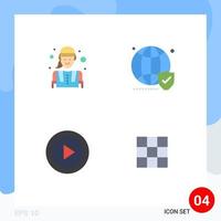 4 Thematic Vector Flat Icons and Editable Symbols of construction worker abstract worker website layout Editable Vector Design Elements