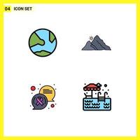 Filledline Flat Color Pack of 4 Universal Symbols of app sun online landscape communication Editable Vector Design Elements
