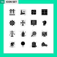 16 Thematic Vector Solid Glyphs and Editable Symbols of layout draw ghost design teamwork Editable Vector Design Elements