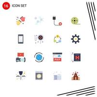 Pack of 16 Modern Flat Colors Signs and Symbols for Web Print Media such as phone movie computers film hardware Editable Pack of Creative Vector Design Elements