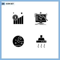 Stock Vector Icon Pack of 4 Line Signs and Symbols for business distant graphic tools giant Editable Vector Design Elements