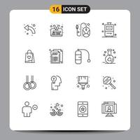 16 Thematic Vector Outlines and Editable Symbols of gift shopping computer vacation bag Editable Vector Design Elements