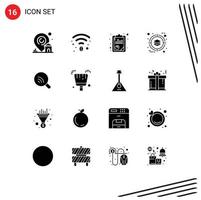 Universal Icon Symbols Group of 16 Modern Solid Glyphs of wifi search report product deployment Editable Vector Design Elements