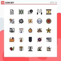 25 Thematic Vector Filled line Flat Colors and Editable Symbols of finance sport spa skipping investment Editable Vector Design Elements