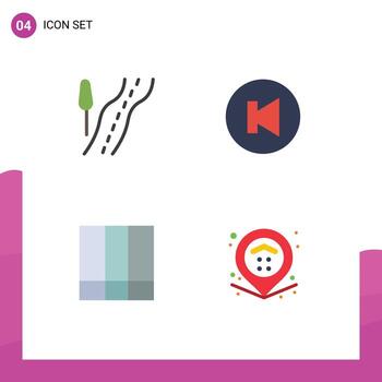 Universal Icon Symbols Group of 4 Modern Flat Icons of road lines arrow grid map Editable Vector Design Elements