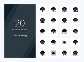 20 Cloud Technology Solid Glyph icon for presentation vector