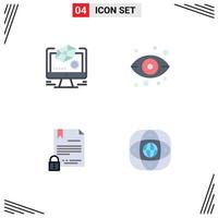 paquete de iconos planos de 4 símbolos universales de contrato de animación documento de almacenamiento de dibujo elementos de diseño vectorial editables vector