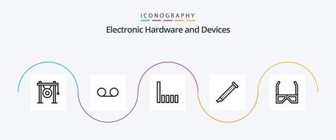 paquete de iconos de la línea 5 de dispositivos que incluye gafas. sonido. conexión. música. flauta vector