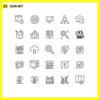 Pictogram Set of 25 Simple Lines of share cinema text message user download Editable Vector Design Elements