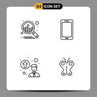 Modern Set of 4 Filledline Flat Colors and symbols such as business professional growth phone huawei animal Editable Vector Design Elements