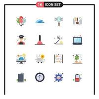 Universal Icon Symbols Group of 16 Modern Flat Colors of driver scheme search plan apartment Editable Pack of Creative Vector Design Elements