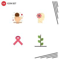 Group of 4 Modern Flat Icons Set for break aids drink learning medical Editable Vector Design Elements