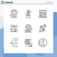 Pack of 9 creative Outlines of landmark england machine architecture purchases Editable Vector Design Elements