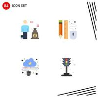 4 concepto de icono plano para sitios web móviles y aplicaciones comerciales conectados dibujo lápiz mouse elementos de diseño vectorial editables vector