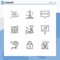 Group of 9 Modern Outlines Set for diy target recreation customer audience Editable Vector Design Elements