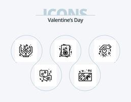 paquete de iconos de línea de día de san valentín 5 diseño de iconos. transporte. entrega. película. alfiler. corazón vector